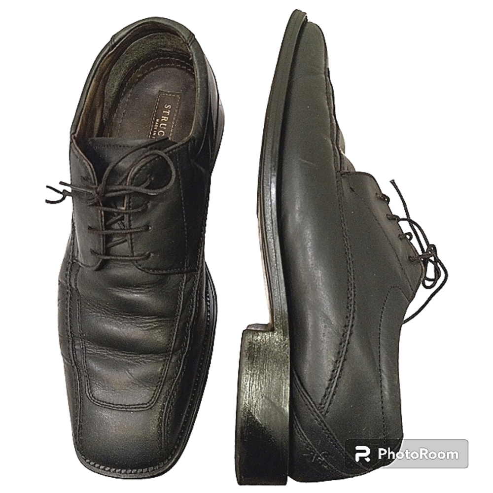 Structure Leather Dress Shoes Formal Black sleek Oxford Boat wear Wedding Sleek